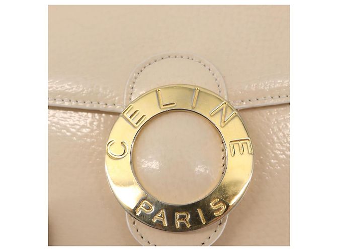 Céline Borsa a Spalla CELINE Circle Smalto Avorio Oro Auth 161499 D'oro Crudo - vista 18