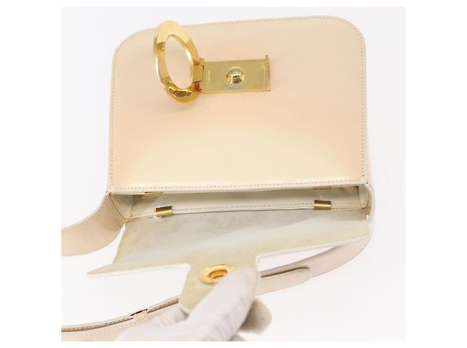 Céline Borsa a Spalla CELINE Circle Smalto Avorio Oro Auth 161499 D'oro Crudo - vista 19