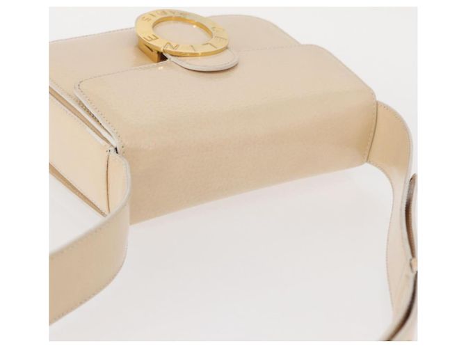 Céline Borsa a Spalla CELINE Circle Smalto Avorio Oro Auth 161499 D'oro Crudo - vista 6