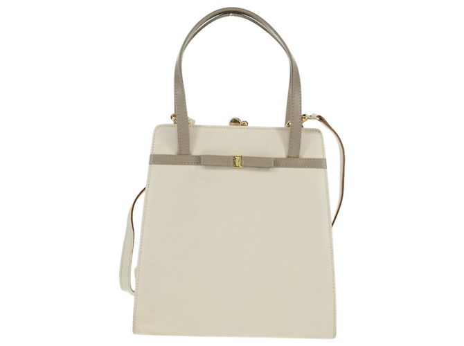 Borsa a mano Vala in pelle 2 in 1 bianca e oro Auth 160802 di Salvatore Ferragamo Bianco D'oro - vista 13