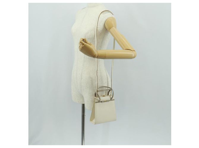 Borsa a mano Vala in pelle 2 in 1 bianca e oro Auth 160802 di Salvatore Ferragamo Bianco D'oro - vista 25