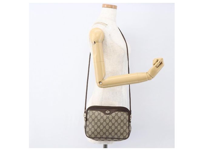 Gucci Borsa a Spalla GG Supreme PVC Beige Oro 97 02 068 Auth 161385 D'oro - vista 21