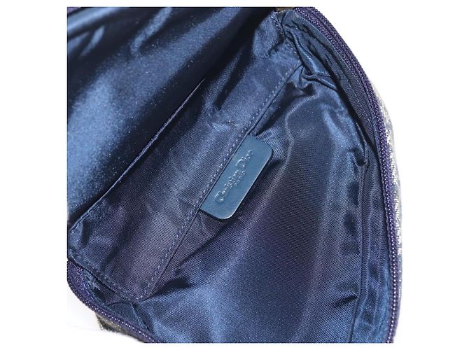 Bolso de Silla de Lona Trotter Christian Dior Azul Marino Dorado Auth 162748 - vista 10