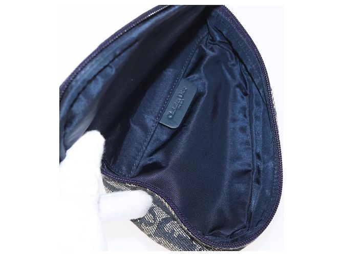 Bolso de Silla de Lona Trotter Christian Dior Azul Marino Dorado Auth 162748 - vista 11
