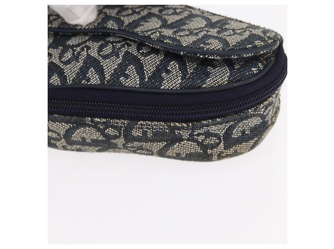 Bolso de Silla de Lona Trotter Christian Dior Azul Marino Dorado Auth 162748 - vista 14