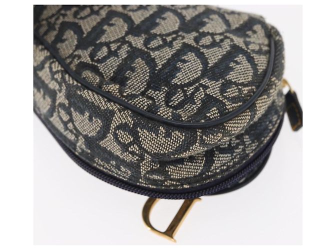 Bolso de Silla de Lona Trotter Christian Dior Azul Marino Dorado Auth 162748 - vista 16