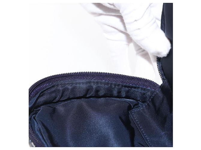Bolso de Silla de Lona Trotter Christian Dior Azul Marino Dorado Auth 162748 - vista 19