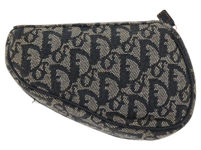 Bolso de Silla de Lona Trotter Christian Dior Azul Marino Dorado Auth 162748 - vista 2