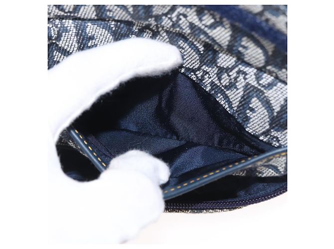 Bolso de Silla de Lona Trotter Christian Dior Azul Marino Dorado Auth 162748 - vista 20