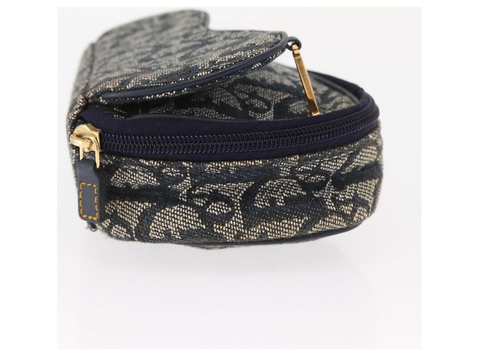 Bolso de Silla de Lona Trotter Christian Dior Azul Marino Dorado Auth 162748 - vista 3