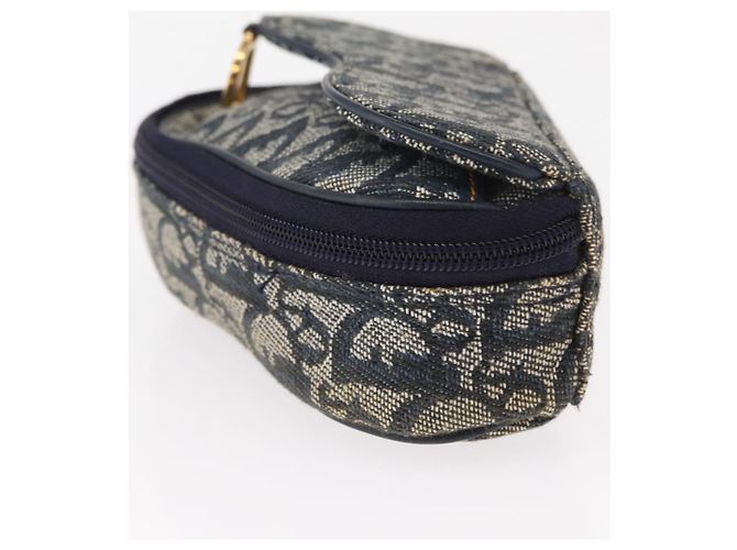 Bolso de Silla de Lona Trotter Christian Dior Azul Marino Dorado Auth 162748 - vista 4