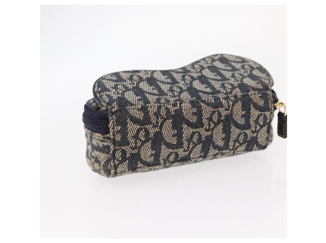 Bolso de Silla de Lona Trotter Christian Dior Azul Marino Dorado Auth 162748 - vista 5