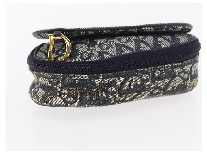 Bolso de Silla de Lona Trotter Christian Dior Azul Marino Dorado Auth 162748 - vista 6