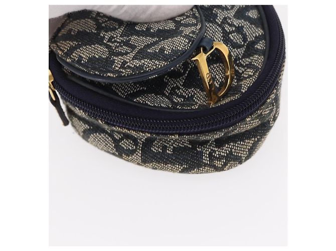 Bolso de Silla de Lona Trotter Christian Dior Azul Marino Dorado Auth 162748 - vista 7