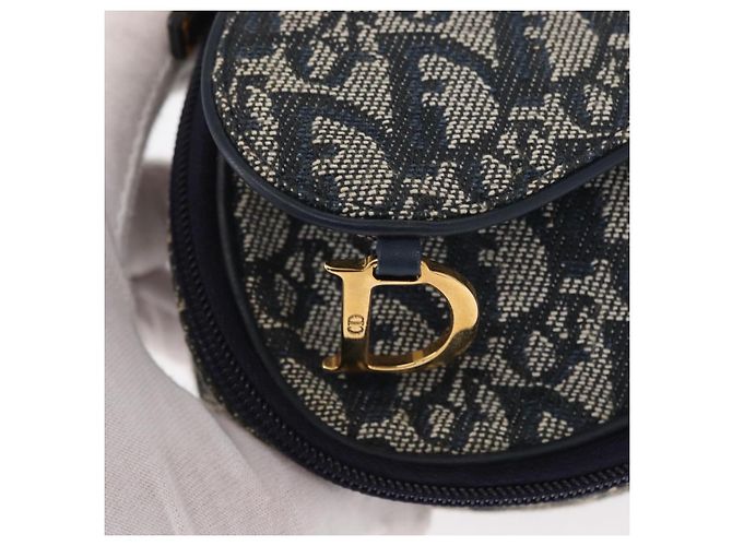 Bolso de Silla de Lona Trotter Christian Dior Azul Marino Dorado Auth 162748 - vista 8