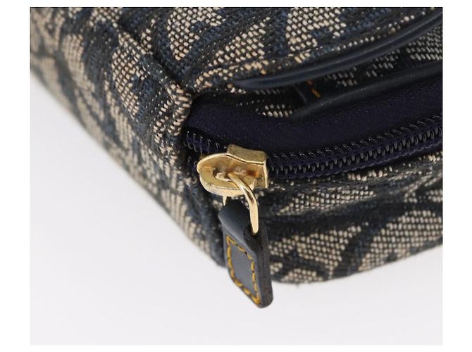 Bolso de Silla de Lona Trotter Christian Dior Azul Marino Dorado Auth 162748 - vista 9