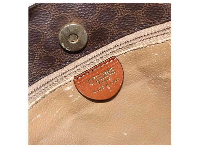 Céline Borsa a mano in tela Macadam CELINE in pelle PVC marrone oro Auth 161051 D'oro - vista 10