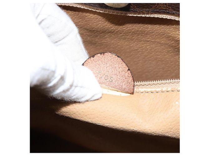 Céline Borsa a mano in tela Macadam CELINE in pelle PVC marrone oro Auth 161051 D'oro - vista 12