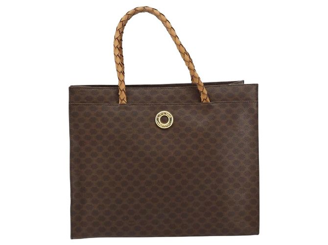 Céline Borsa a mano in tela Macadam CELINE in pelle PVC marrone oro Auth 161051 D'oro - vista 13