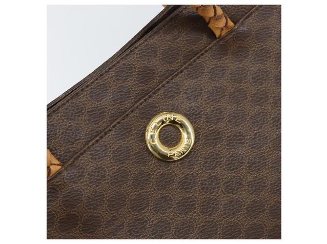Céline Borsa a mano in tela Macadam CELINE in pelle PVC marrone oro Auth 161051 D'oro - vista 17
