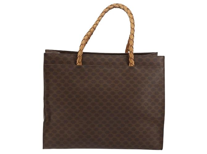 Céline Borsa a mano in tela Macadam CELINE in pelle PVC marrone oro Auth 161051 D'oro - vista 2