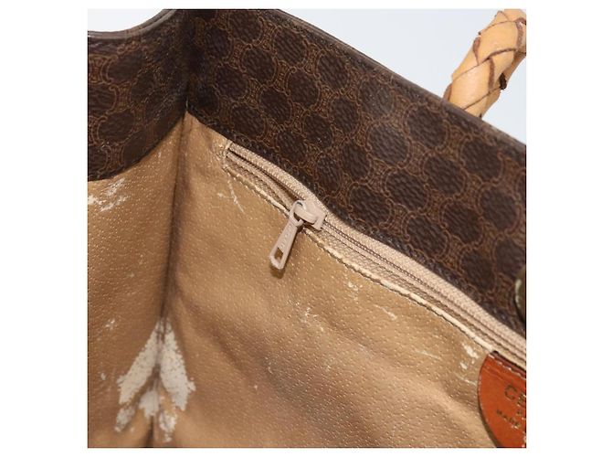 Céline Borsa a mano in tela Macadam CELINE in pelle PVC marrone oro Auth 161051 D'oro - vista 20