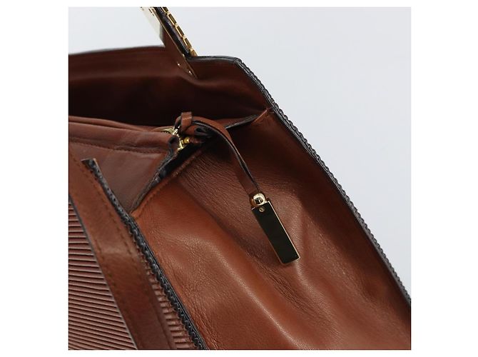 Céline Borsa a mano in tela Macadam CELINE in pelle 2 in 1 marrone oro Auth 160135 D'oro - vista 10