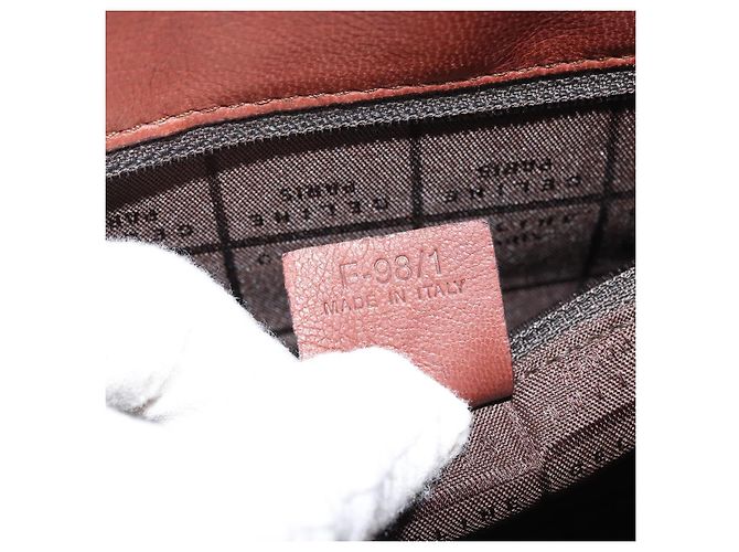 Céline Borsa a mano in tela Macadam CELINE in pelle 2 in 1 marrone oro Auth 160135 D'oro - vista 12