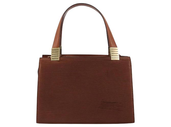 Céline Borsa a mano in tela Macadam CELINE in pelle 2 in 1 marrone oro Auth 160135 D'oro - vista 13