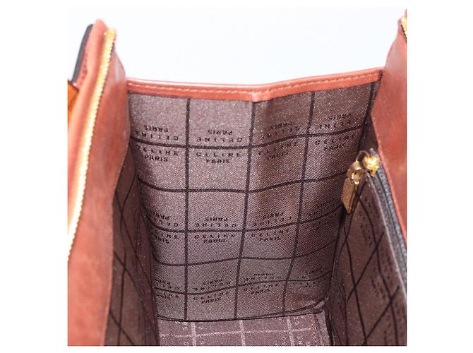 Céline Borsa a mano in tela Macadam CELINE in pelle 2 in 1 marrone oro Auth 160135 D'oro - vista 21