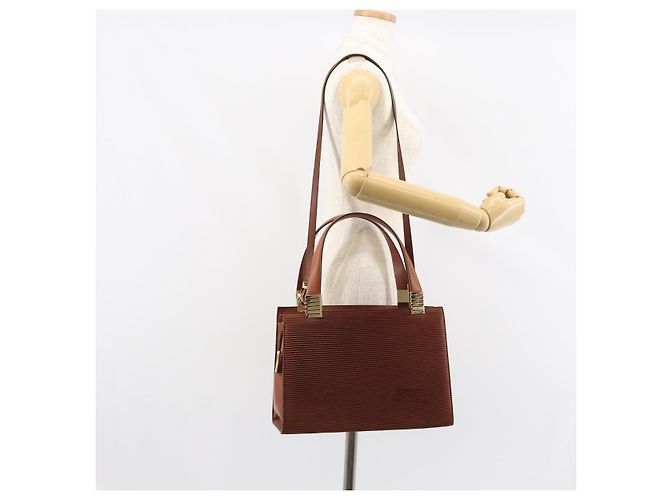 Céline Borsa a mano in tela Macadam CELINE in pelle 2 in 1 marrone oro Auth 160135 D'oro - vista 24