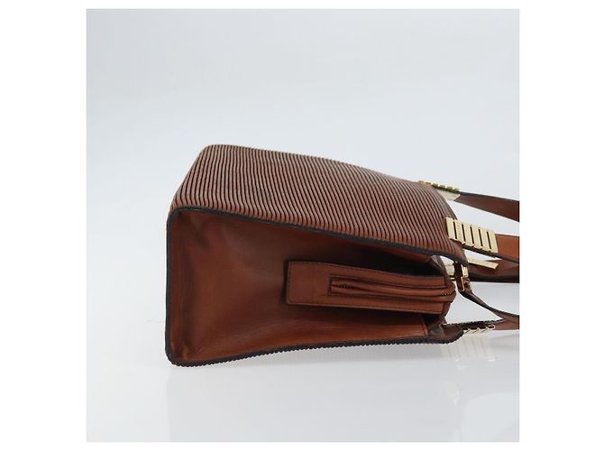 Céline Borsa a mano in tela Macadam CELINE in pelle 2 in 1 marrone oro Auth 160135 D'oro - vista 3
