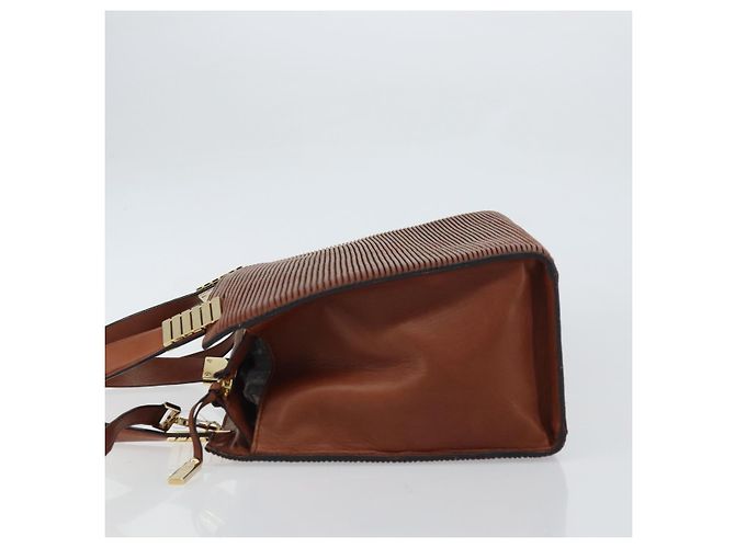 Céline Borsa a mano in tela Macadam CELINE in pelle 2 in 1 marrone oro Auth 160135 D'oro - vista 4