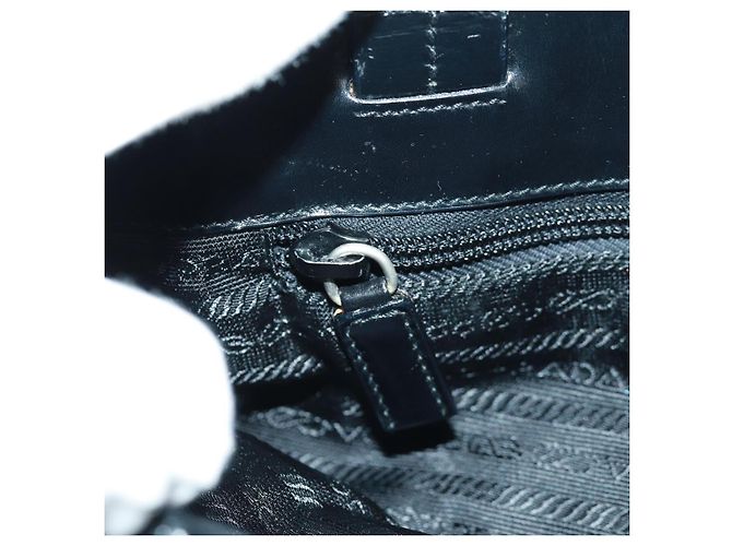 Borsa Tote Prada in Nylon Nero Argento Auth 160719 - vista 25