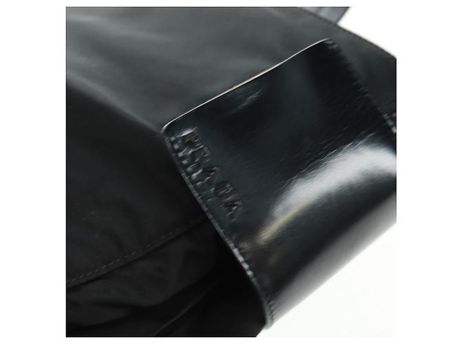 Borsa Tote Prada in Nylon Nero Argento Auth 160719 - vista 9