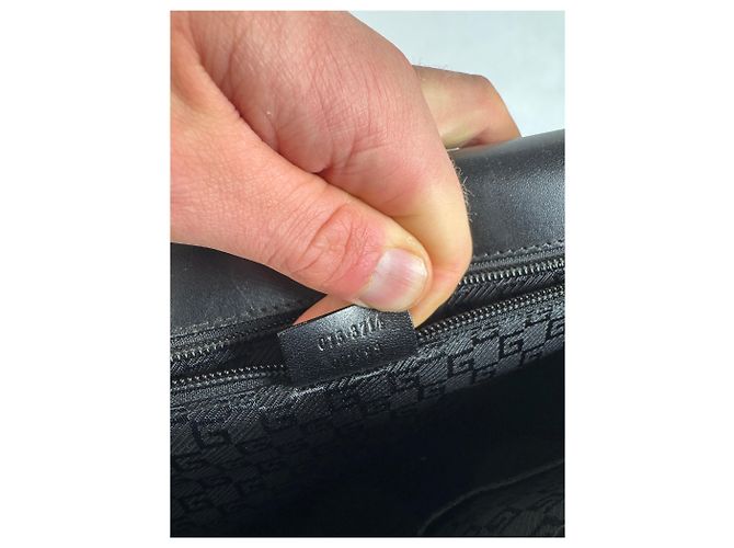 Pasta de couro de poliéster vintage Gucci preta Preto - vista 10