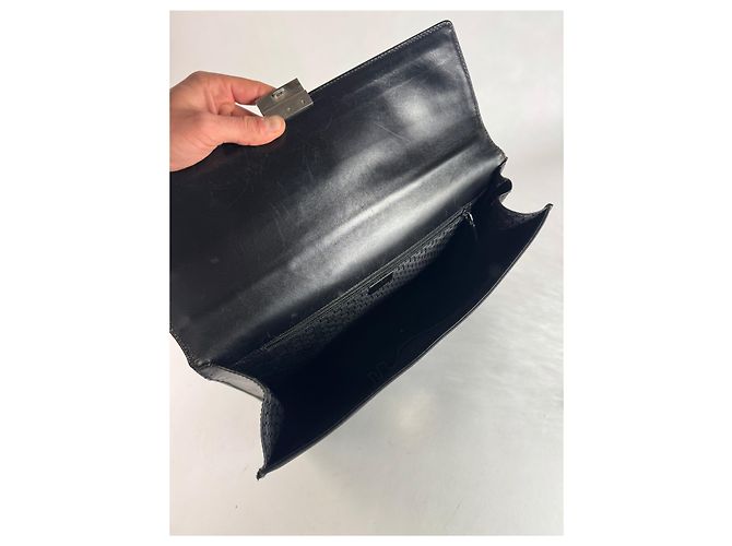 Pasta de couro de poliéster vintage Gucci preta Preto - vista 7
