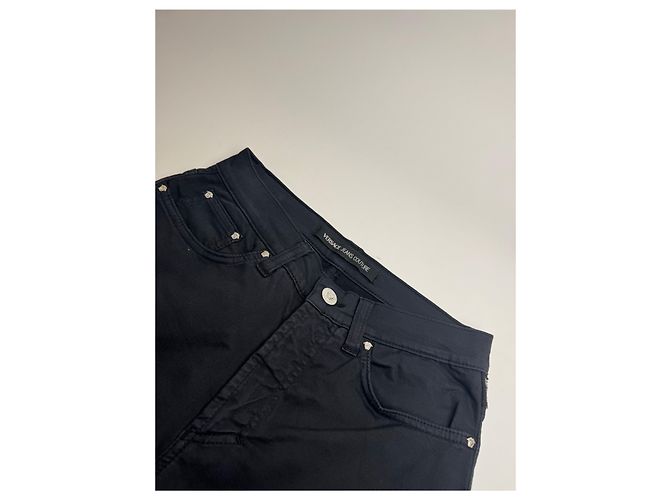 Pantaloni in cotone vintage Versace neri M Nero - vista 3