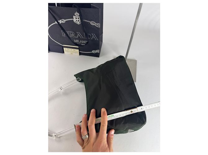 Vintage Prada Polyester Handtasche Grün - Ansicht 11