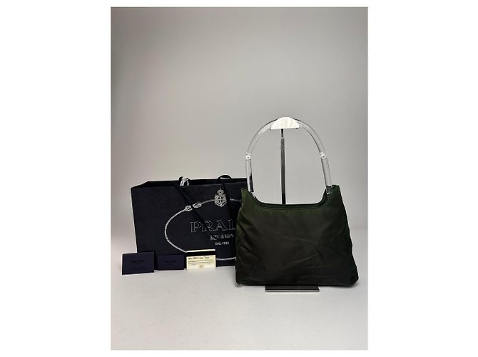 Vintage Prada Polyester Handtasche Grün - Ansicht 2