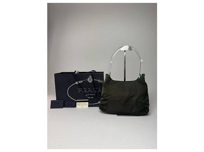 Vintage Prada Polyester Handtasche Grün - Ansicht 5