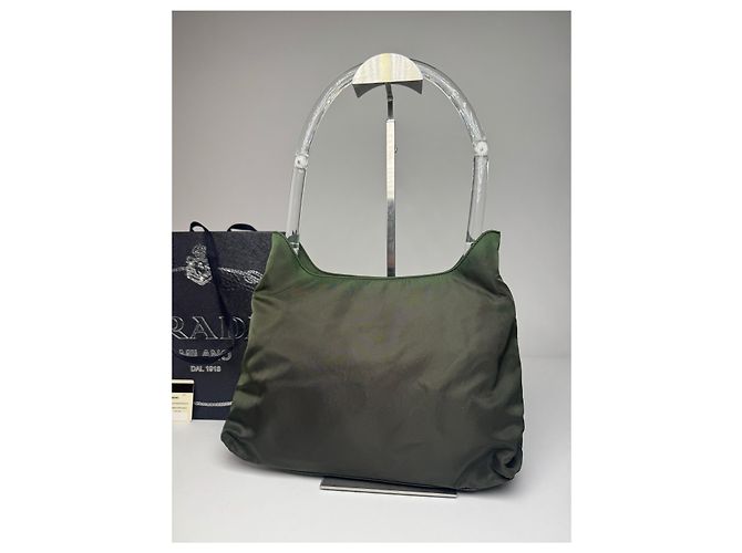Vintage Prada Polyester Handtasche Grün - Ansicht 9
