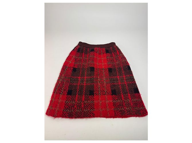Vintage Yves Saint Laurent Karierte Rock Rot Schwarz - Ansicht 10