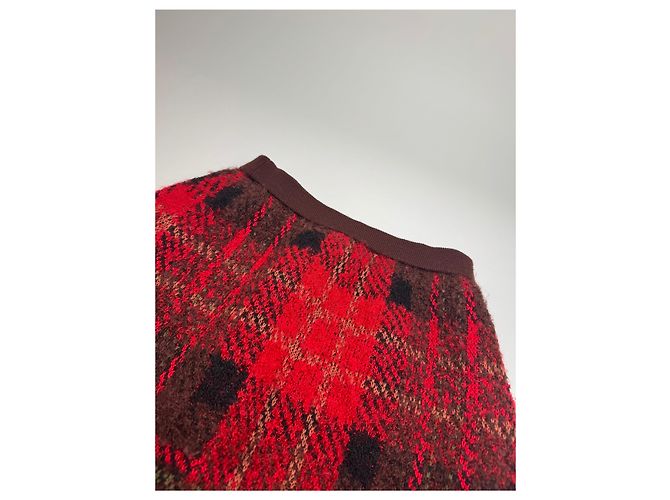 Vintage Yves Saint Laurent Karierte Rock Rot Schwarz - Ansicht 11