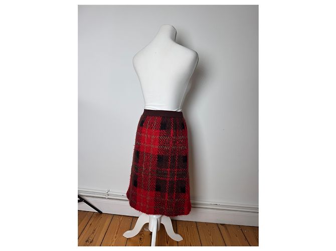 Vintage Yves Saint Laurent Karierte Rock Rot Schwarz - Ansicht 3