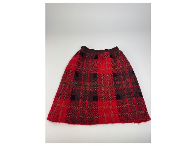Vintage Yves Saint Laurent Karierte Rock Rot Schwarz - Ansicht 4