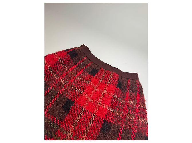 Vintage Yves Saint Laurent Karierte Rock Rot Schwarz - Ansicht 5