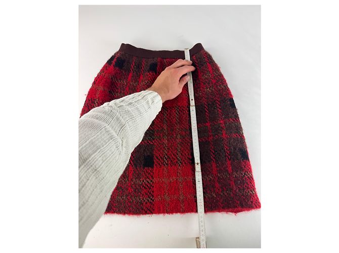 Vintage Yves Saint Laurent Karierte Rock Rot Schwarz - Ansicht 7