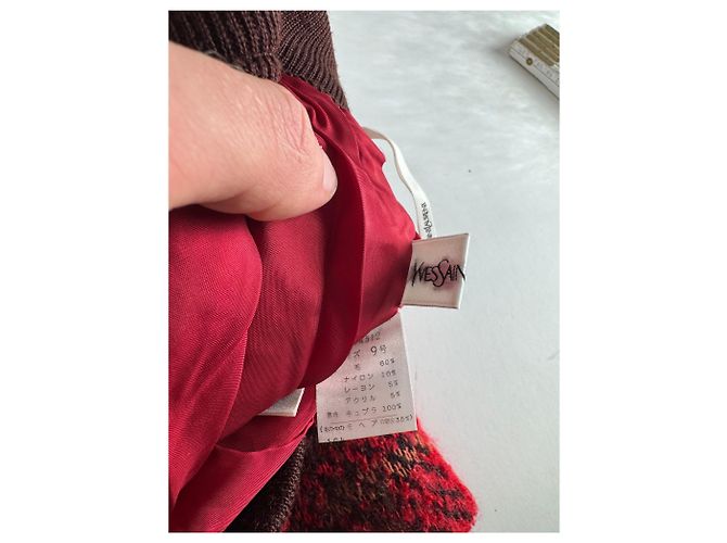 Vintage Yves Saint Laurent Karierte Rock Rot Schwarz - Ansicht 9