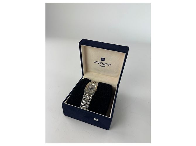 Vintage Givenchy Stahl Quarz Uhr Silber - Ansicht 2